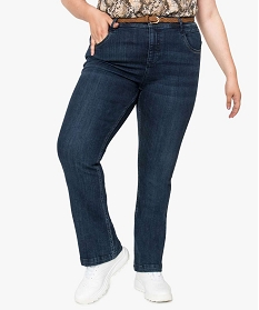 jean femme bootcut en matiere stretch avec ceinture tressee bleu pantalons et jeans8859201_1