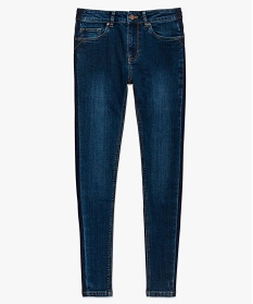 jean femme coupe slim avec bandes plus foncees sur les cotes bleu pantalons jeans et leggings8860201_4