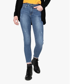 jean femme coupe skinny avec marques dusure gris jeans8860501_1