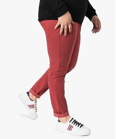 pantalon femme en toile toucher peau de peche rouge pantalons et jeans8862501_1
