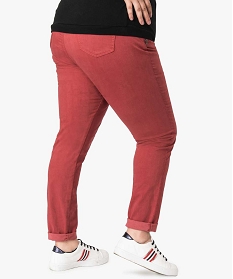 pantalon femme en toile toucher peau de peche rouge pantalons et jeans8862501_3