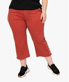 pantalon femme longeur 78eme avec boutons sur les cotes rouge pantalons et jeans8862901_1