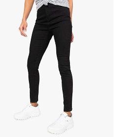 pantalon femme en toile extensible coupe slim taille haute noir pantalons8863501_1