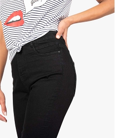 pantalon femme en toile extensible coupe slim taille haute noir8863501_2