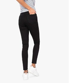 pantalon femme en toile extensible coupe slim taille haute noir8863501_3