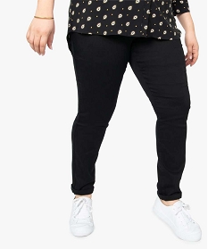 pantalon femme 5 poches coupe droite en coton stretch noir pantalons et jeans8863601_1