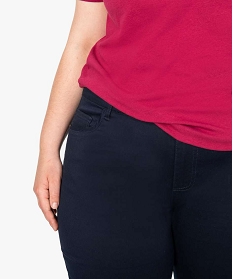 pantalon femme 5 poches coupe droite en coton stretch bleu pantalons et jeans8863701_2