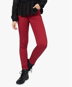 pantalon femme slim colore a taille normale rouge pantalons8864101_1