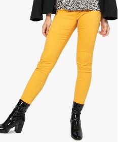 pantalon femme jegging colore a taille elastique jaune pantalons8865501_1