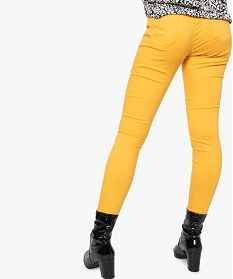 pantalon femme jegging colore a taille elastique jaune8865501_3