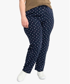 pantalon femme large et fluide imprime a taille elastiquee imprime8865701_1