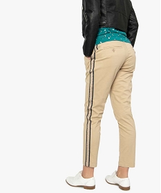 pantalon femme en toile avec lisere bicolore sur le cote beige8870701_3
