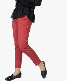 pantalon femme en toile avec lisere colore sur le cote rouge8870801_1