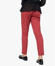 pantalon femme en toile avec lisere colore sur le cote rouge pantacourts8870801_3