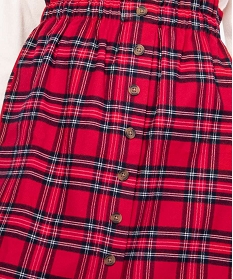 jupe femme a motifs ecossais avec rangee de boutons rouge8871501_2