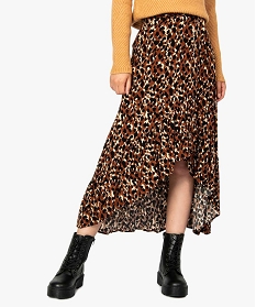 jupe femme portefeuille longue a motif leopard imprime8872001_1