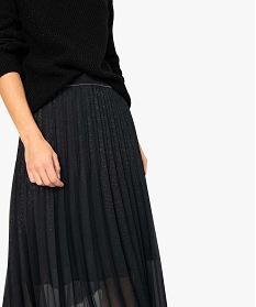 jupe femme plissee a paillette et taille elastiquee noir jupes8872101_2