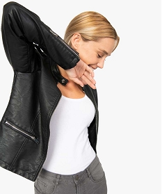 veste femme biker avec zips noir vestes8872501_2