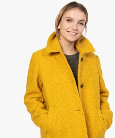manteau femme mi-long en maille bouclette jaune manteaux8873501_2