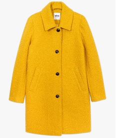 manteau femme mi-long en maille bouclette jaune manteaux8873501_4