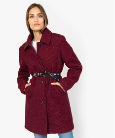 manteau femme mi-long en maille bouclette rouge manteaux8873601_1