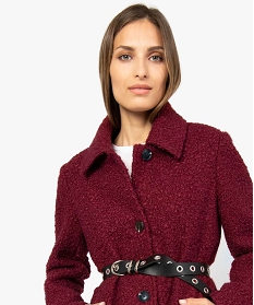 manteau femme mi-long en maille bouclette rouge manteaux8873601_2