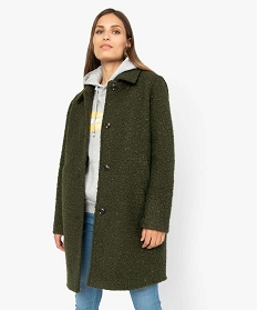 manteau femme mi-long en maille bouclette vert manteaux8874301_1