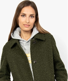 manteau femme mi-long en maille bouclette vert manteaux8874301_2