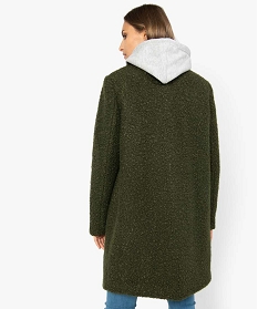 manteau femme mi-long en maille bouclette vert manteaux8874301_3
