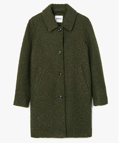 manteau femme mi-long en maille bouclette vert manteaux8874301_4
