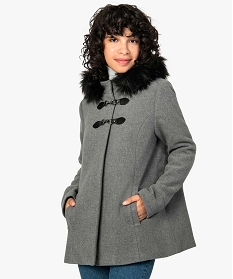 manteau femme avec capuche a bord fantaisie gris manteaux8874401_1