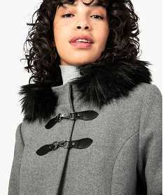 manteau femme avec capuche bordee gris8874401_2