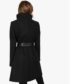 manteau femme en laine avec ceinture a nouer noir manteaux8875101_3