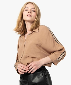 chemise femme avec bandes contrastantes sur les epaules brun chemisiers8876901_1