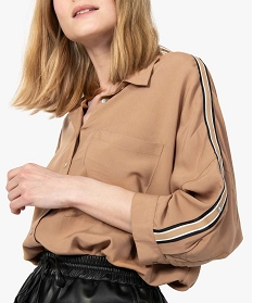 chemise femme avec bandes contrastantes sur les epaules brun chemisiers8876901_2