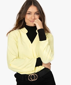 chemise femme effet cache-coeur manches 34 jaune blouses8882201_2