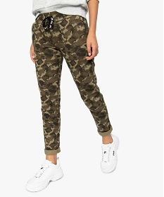 pantalon femme en jersey motif camouflage imprime pantalons8885101_1