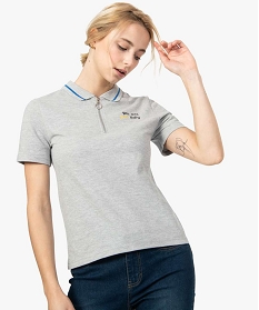 polo femme a manches courtes avec col zippe gris tee-shirts tops et debardeurs8891301_1