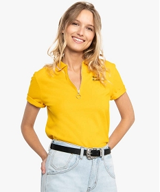 polo femme a manches courtes avec col zippe jaune tee-shirts tops et debardeurs8891401_1