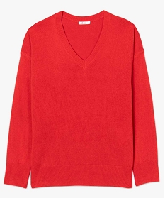 pull femme a fentes laterales et col v rouge pulls8900401_4