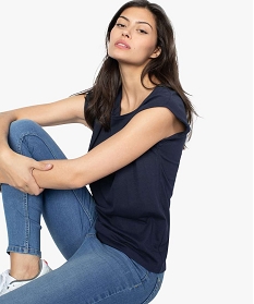 tee-shirt femme a manches courtes en coton bio bleu8905901_1