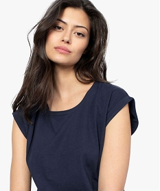 tee-shirt femme a manches courtes en coton bio bleu8905901_2
