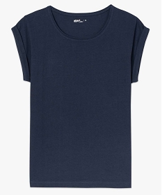 tee-shirt femme uni a manches courtes bleu t-shirts manches courtes8905901_4