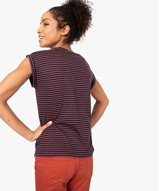 tee-shirt femme a fines rayures en coton bio imprime t-shirts manches courtes8906101_1