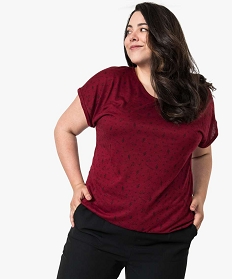 tee-shirt femme a motifs avec bas elastique et manches courtes rouge8906601_1