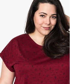 tee-shirt femme a motifs avec bas elastique et manches courtes rouge8906601_2