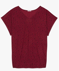 tee-shirt femme a motifs avec bas elastique et manches courtes rouge8906601_4