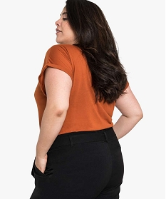 tee-shirt femme a motifs avec bas elastique et manches courtes orange8906901_3