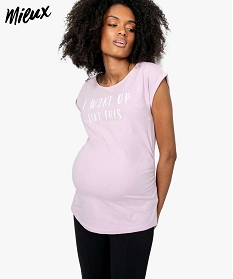 tee-shirt de grossesse en coton bio avec revers au manches violet8907401_1
