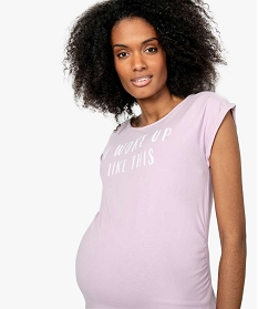 tee-shirt de grossesse en coton bio avec revers au manches violet8907401_2
